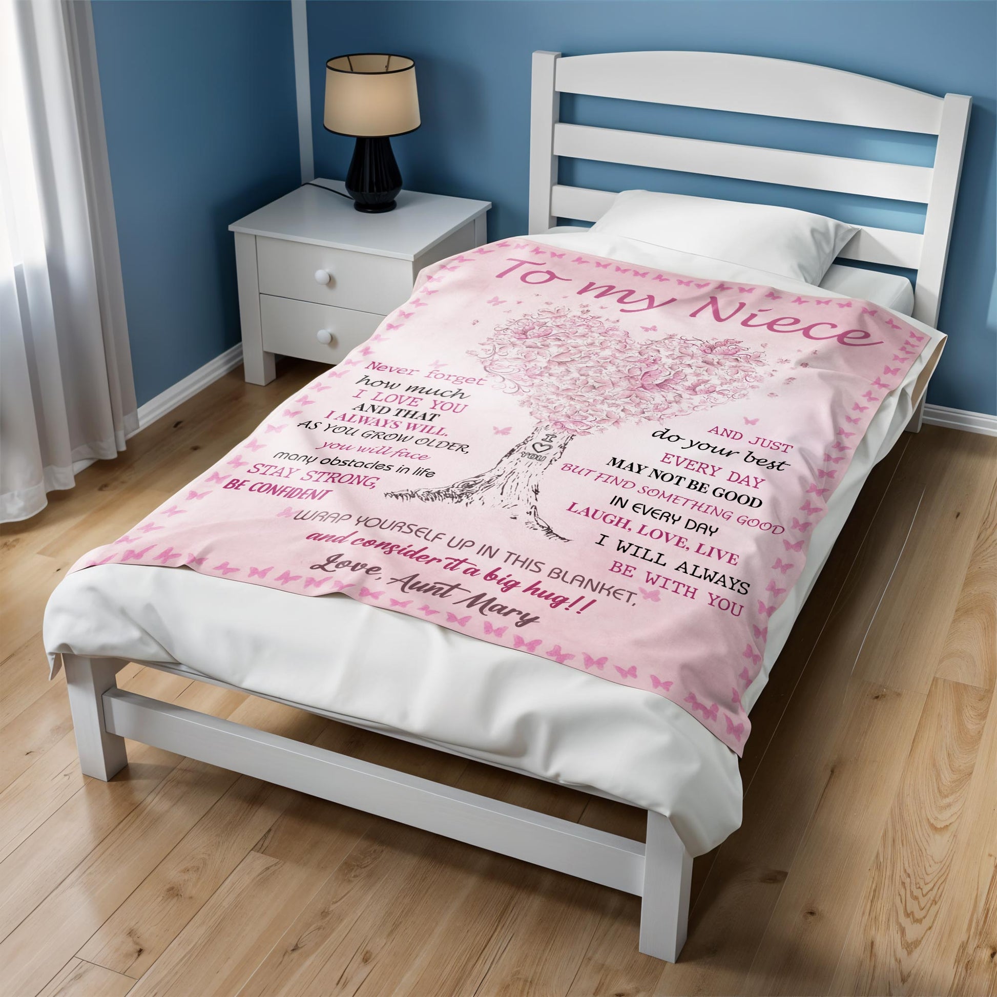 To My Niece, Love and Encouragement Tree and Butterflies Blanket