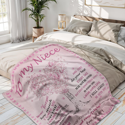 To My Niece, Love and Encouragement Tree and Butterflies Blanket