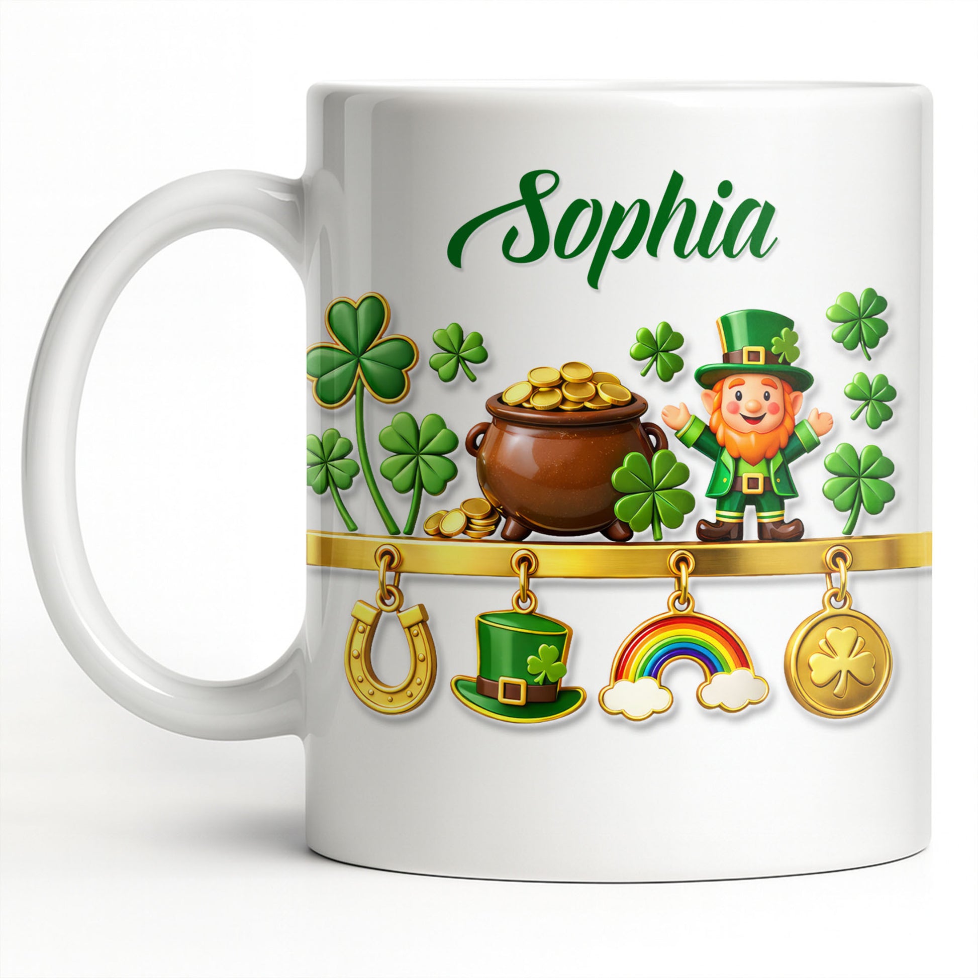 Luck Of The Irish Shamrocks Leprechaun And Gold Coffee Mug