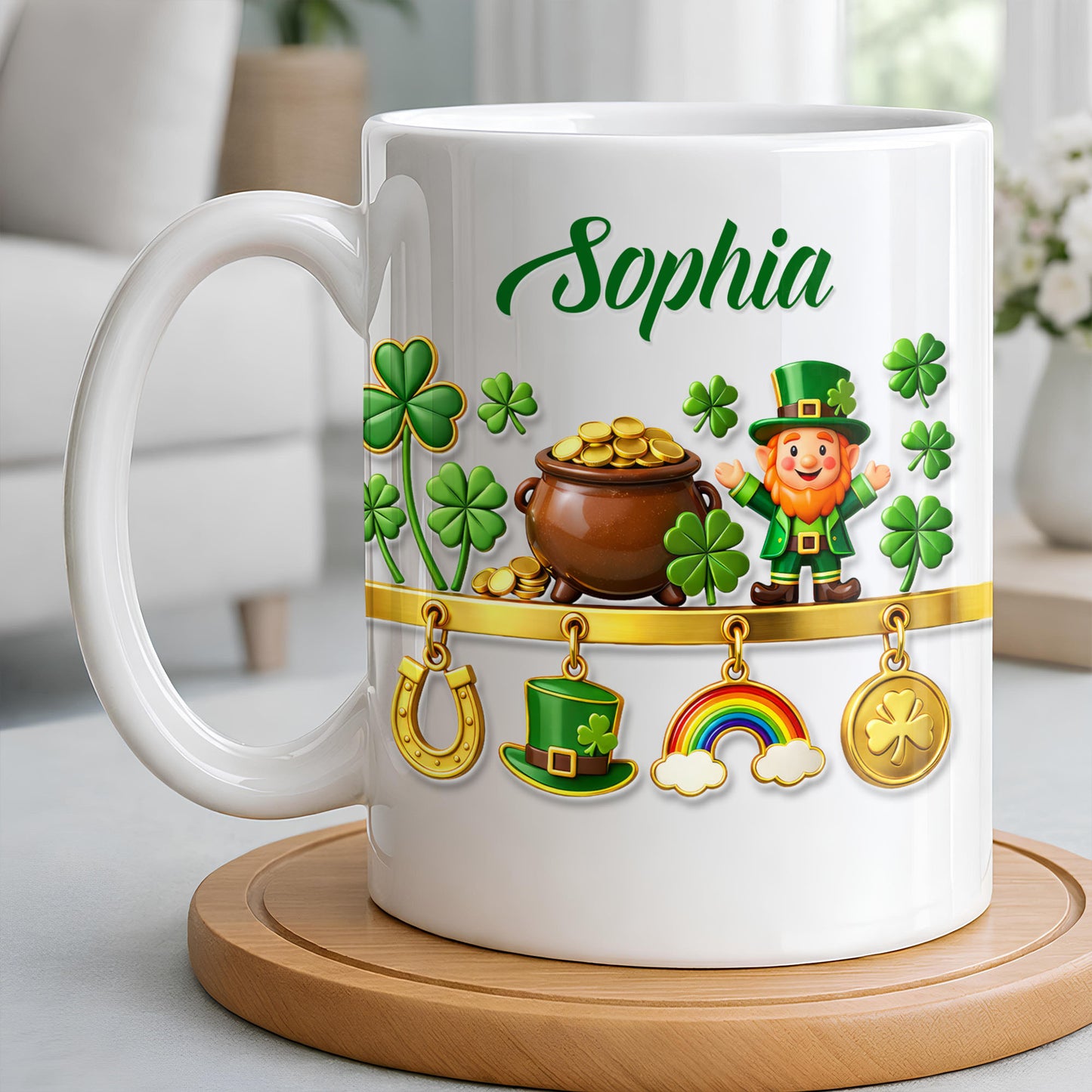 Luck Of The Irish Shamrocks Leprechaun And Gold Coffee Mug