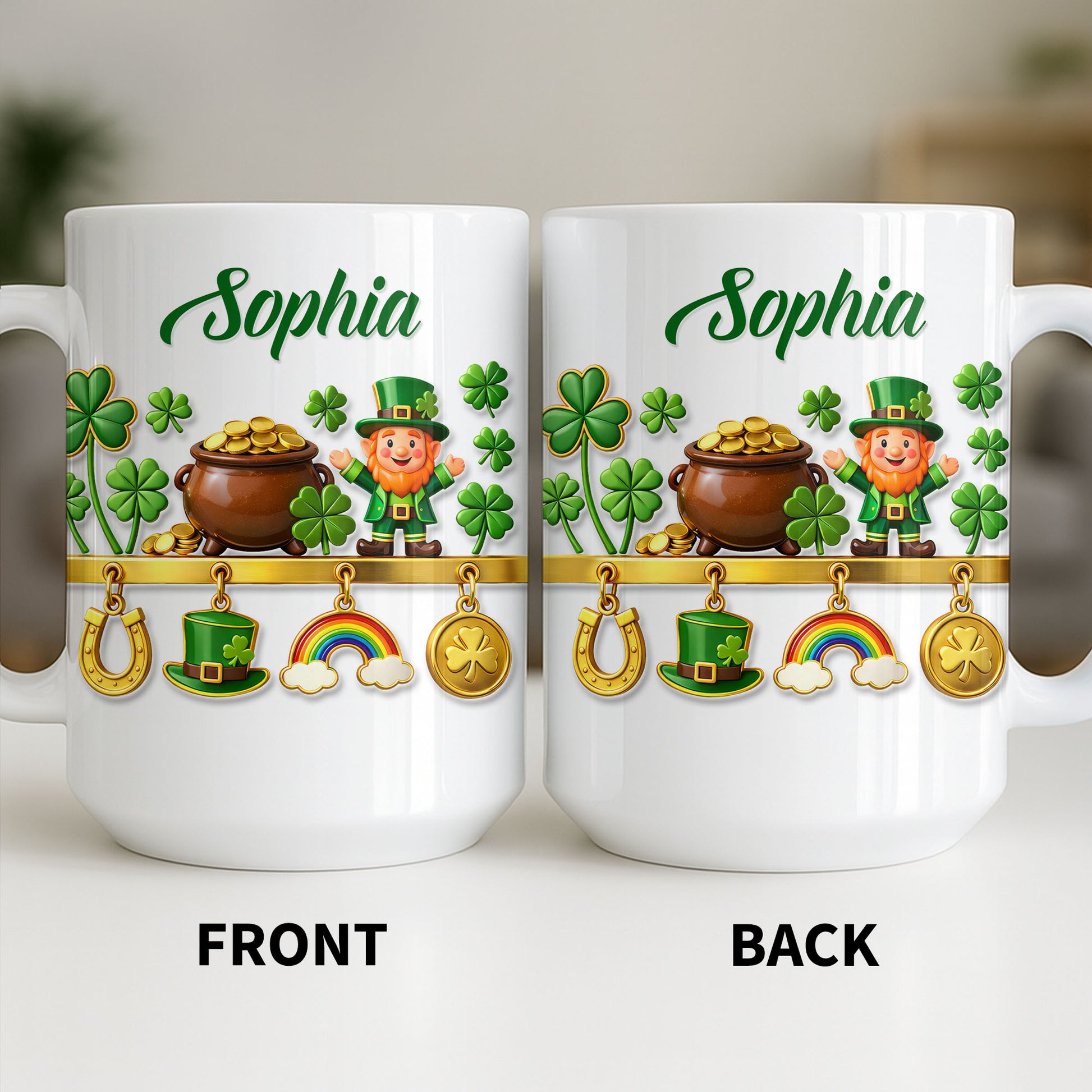 Luck Of The Irish Shamrocks Leprechaun And Gold Coffee Mug