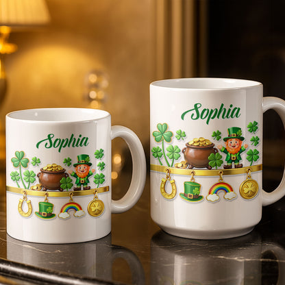 Luck Of The Irish Shamrocks Leprechaun And Gold Coffee Mug