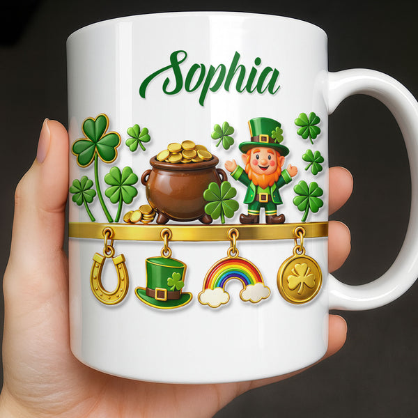 Luck Of The Irish Shamrocks Leprechaun And Gold Coffee Mug