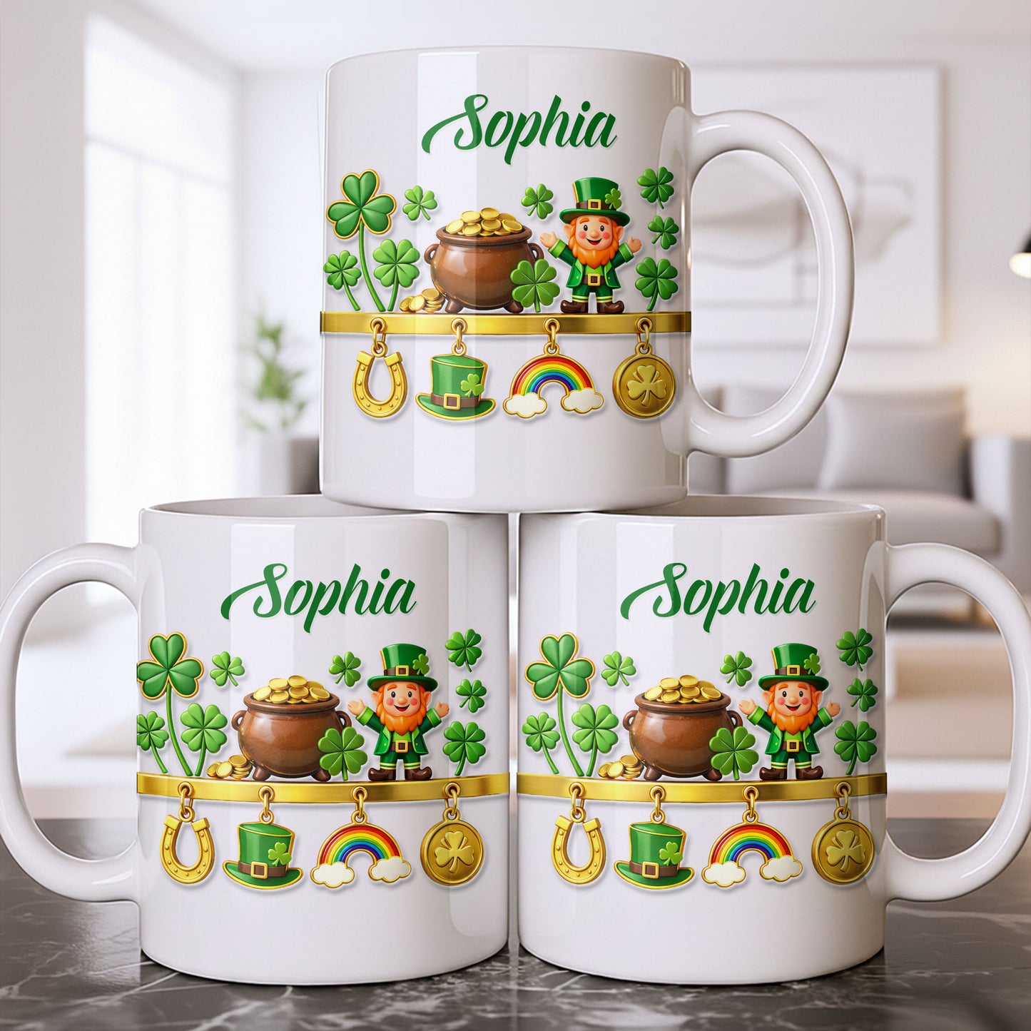 Luck Of The Irish Shamrocks Leprechaun And Gold Coffee Mug