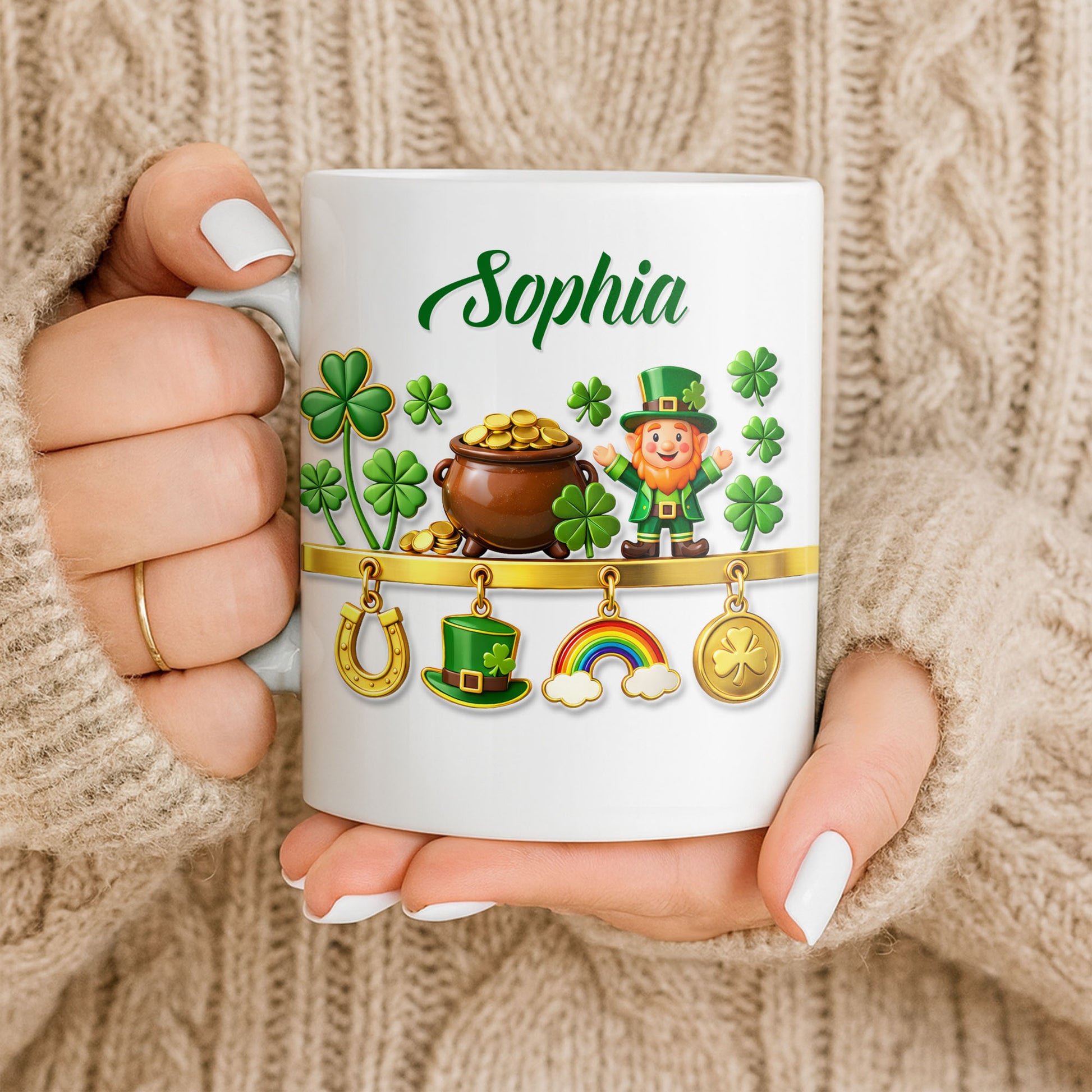 Luck Of The Irish Shamrocks Leprechaun And Gold Coffee Mug