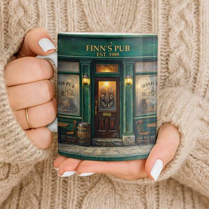 Our Pub Featuring Green Irish Pub Storefront With Barrel And Chairs