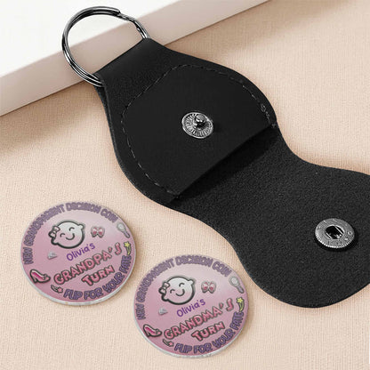 Grandparent Decision Coin Grandpa Turn Baby Icons - Personalized Custom Pocket Hug - FAM825_HTOK