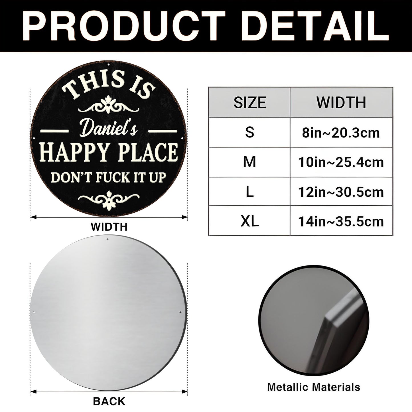 This Is My Happy Place Don't Eff It Up Flourish Metal Sign - Personalized Custom Shaped Metal Sign - FAM838_CUMES