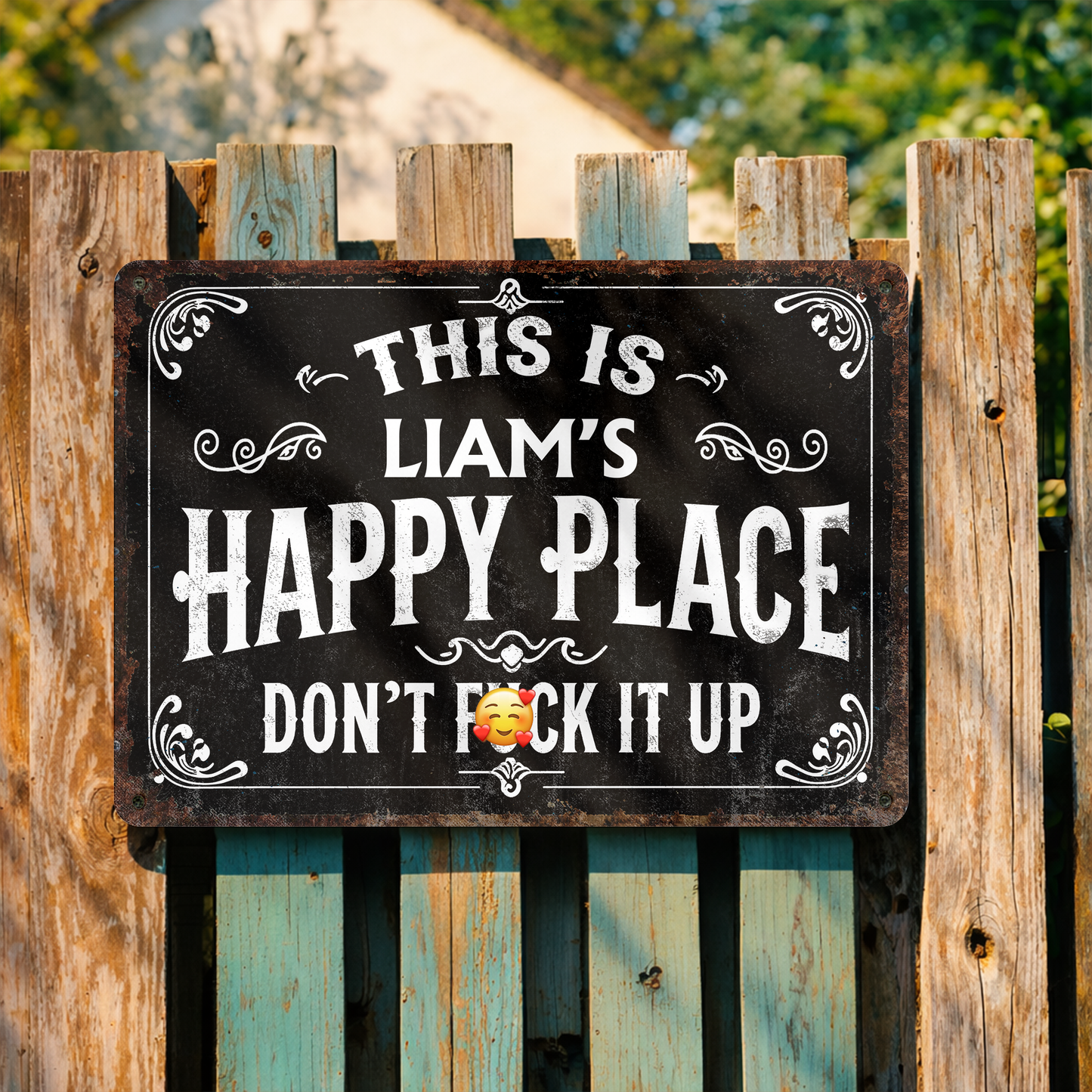 This Is My Happy Place Don't Eff It Up Vintage Metal Wall Art - Personalized Metal Sign - FAM848_MSIGN