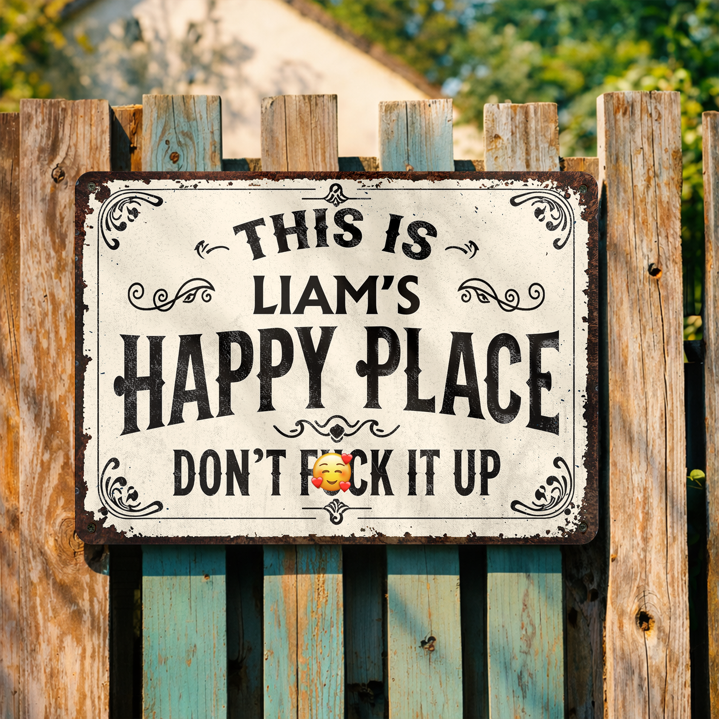 This Is My Happy Place Don't Eff It Up Vintage Metal Wall Art - Personalized Metal Sign - FAM848_MSIGN