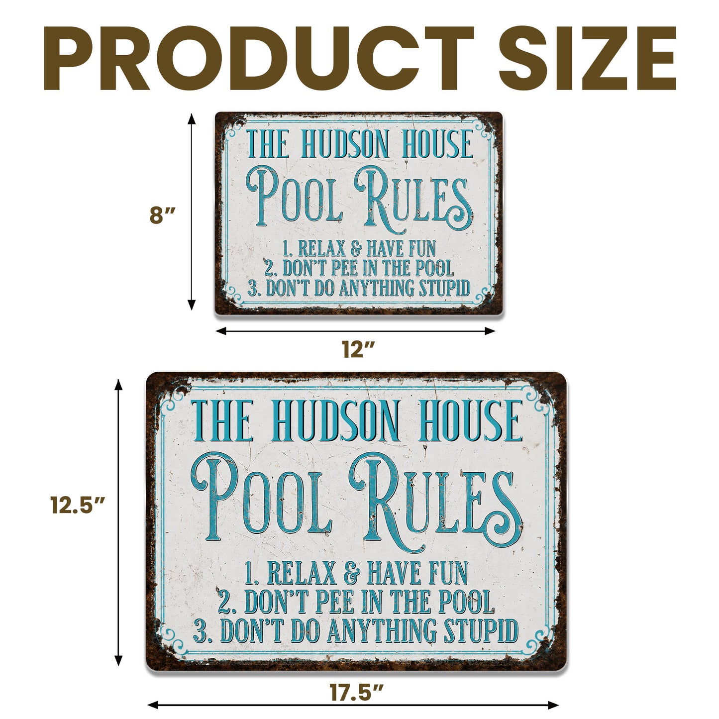 Pool Rules Relax Have Fun Custom Family Name Poolside Sign - Personalized Metal Sign - FAM856_MSIGN