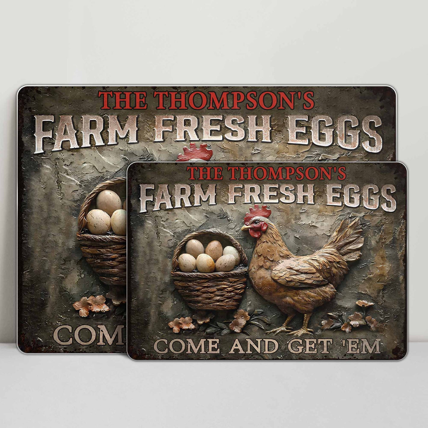 Farm Fresh Eggs Come And Get 'Em With Chicken And Flowers