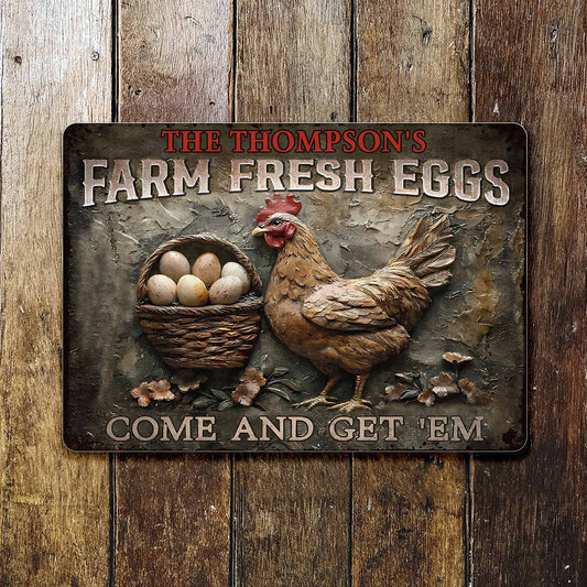Farm Fresh Eggs Come And Get 'Em With Chicken And Flowers