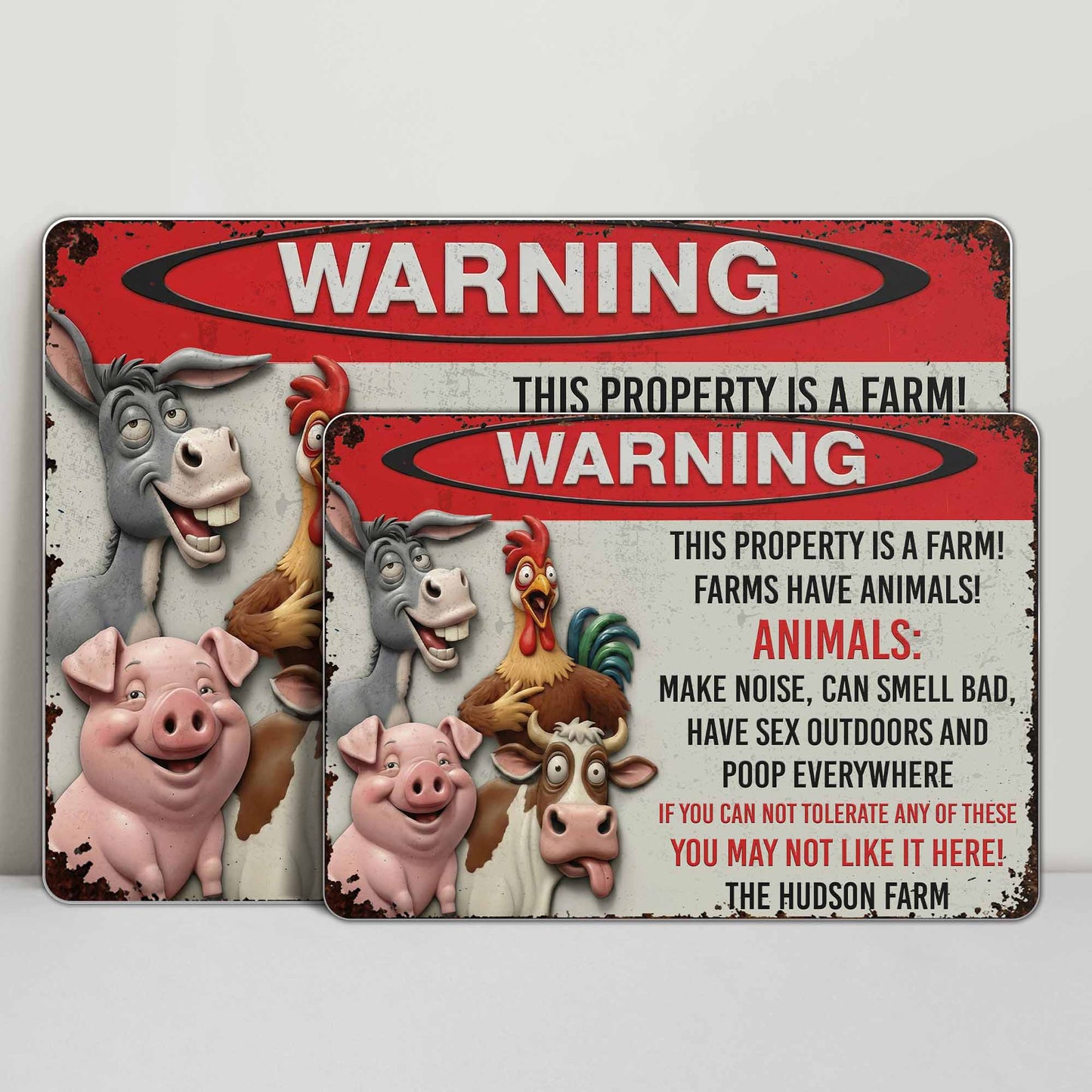 Warning This Property Is A Farm With Farm Animals - Personalized Metal Sign - FARM006_MSIGN