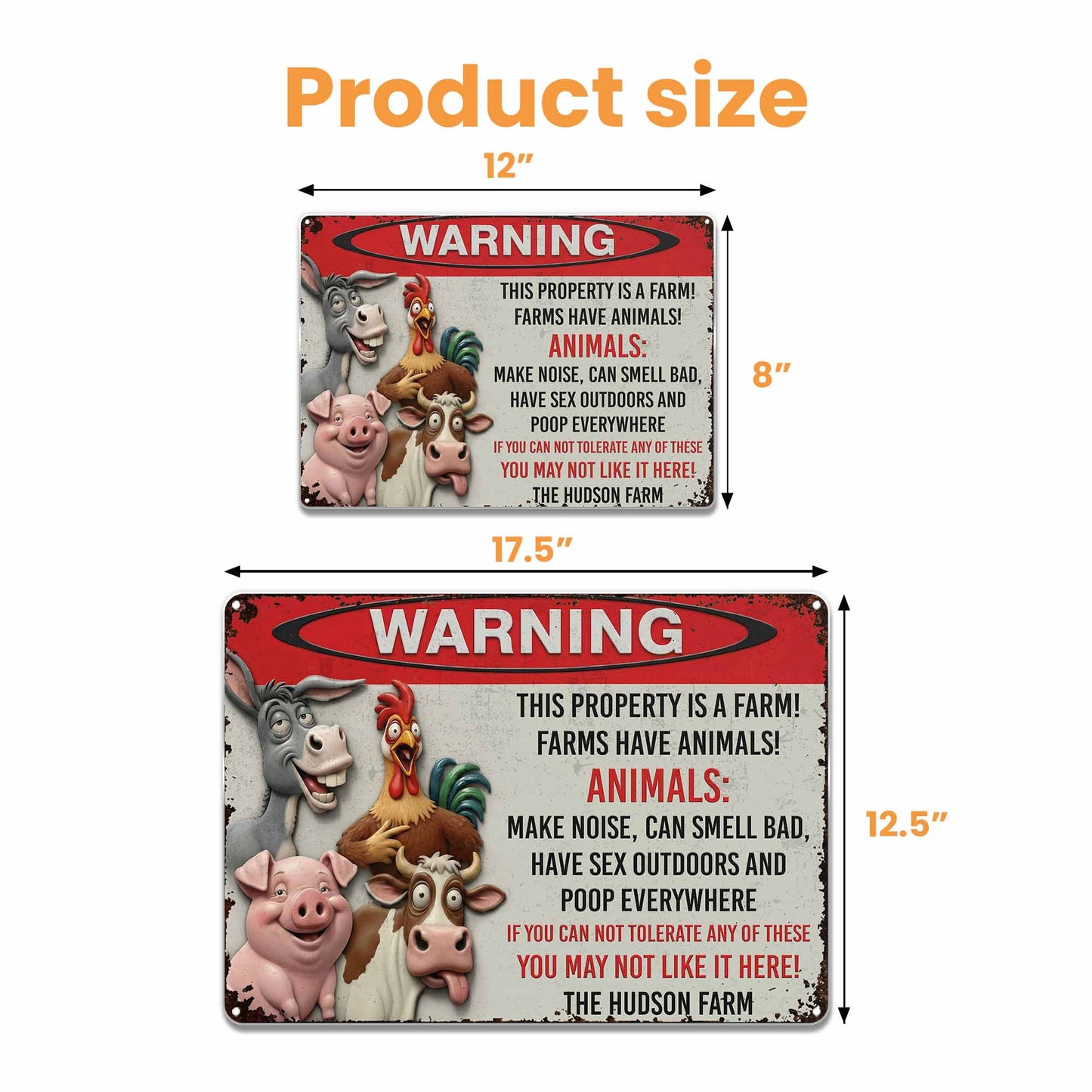 Warning This Property Is A Farm With Farm Animals - Personalized Metal Sign - FARM006_MSIGN