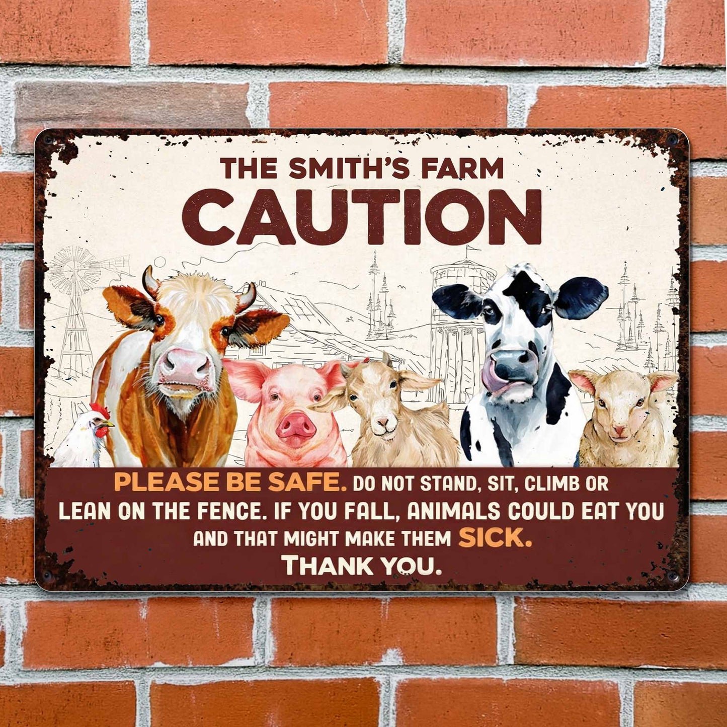 Please Be Safe With Farm Animals - Personalized Metal Sign - FARM011_MSIGN