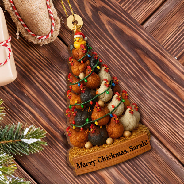 Merry Chickmas, Christmas Chickens Ornament