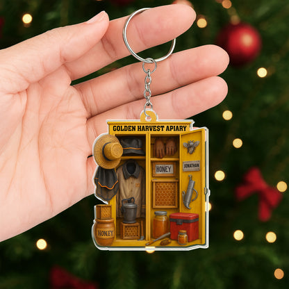 Golden Harvest Apiary With Bee And Beekeeper's Tools