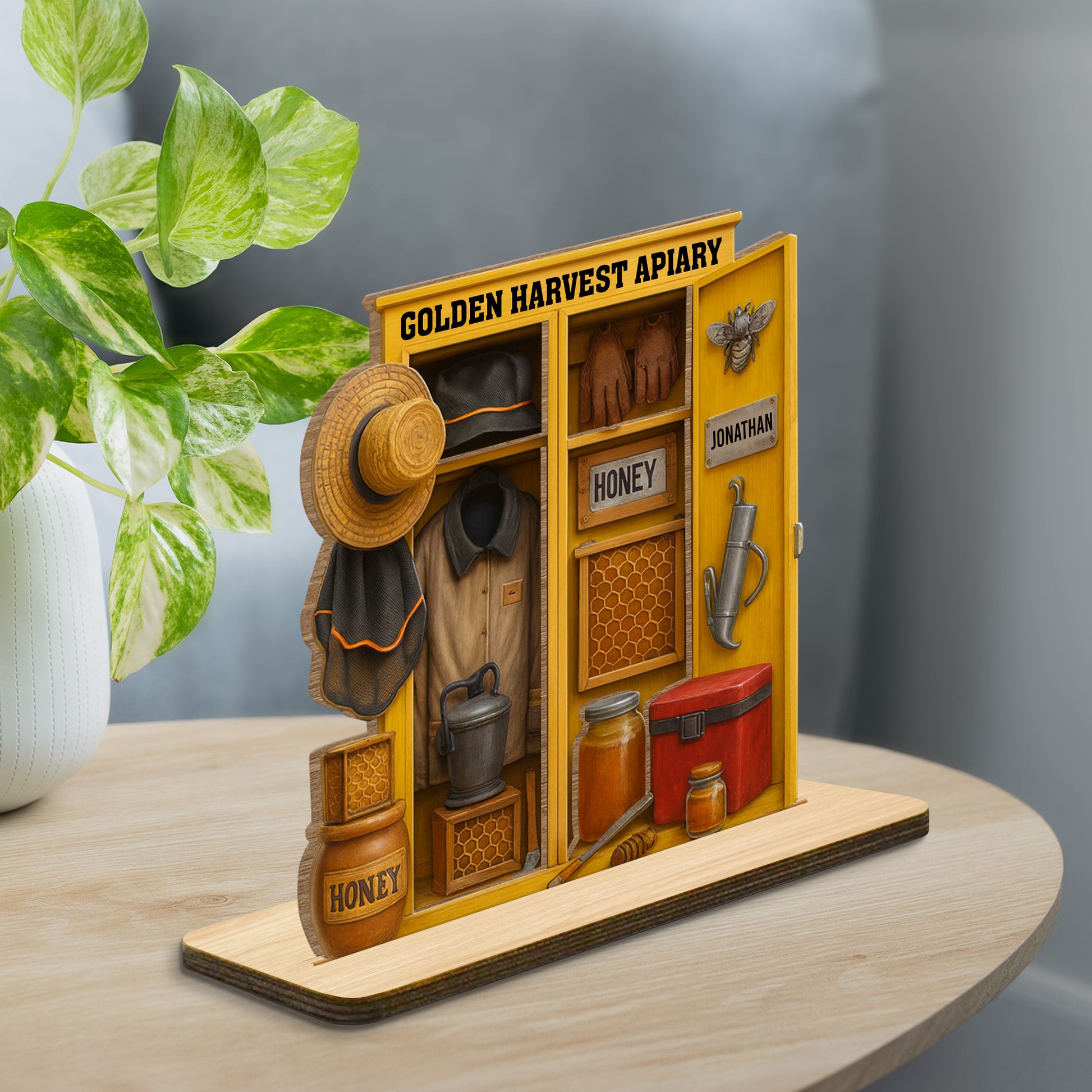 Customize This Wood Plaque, Bee, Honey Pot, Gardening Tools