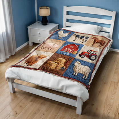 Personalized Farm Themed Blanket With Barn and Animals