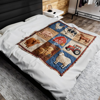 Personalized Farm Themed Blanket With Barn and Animals