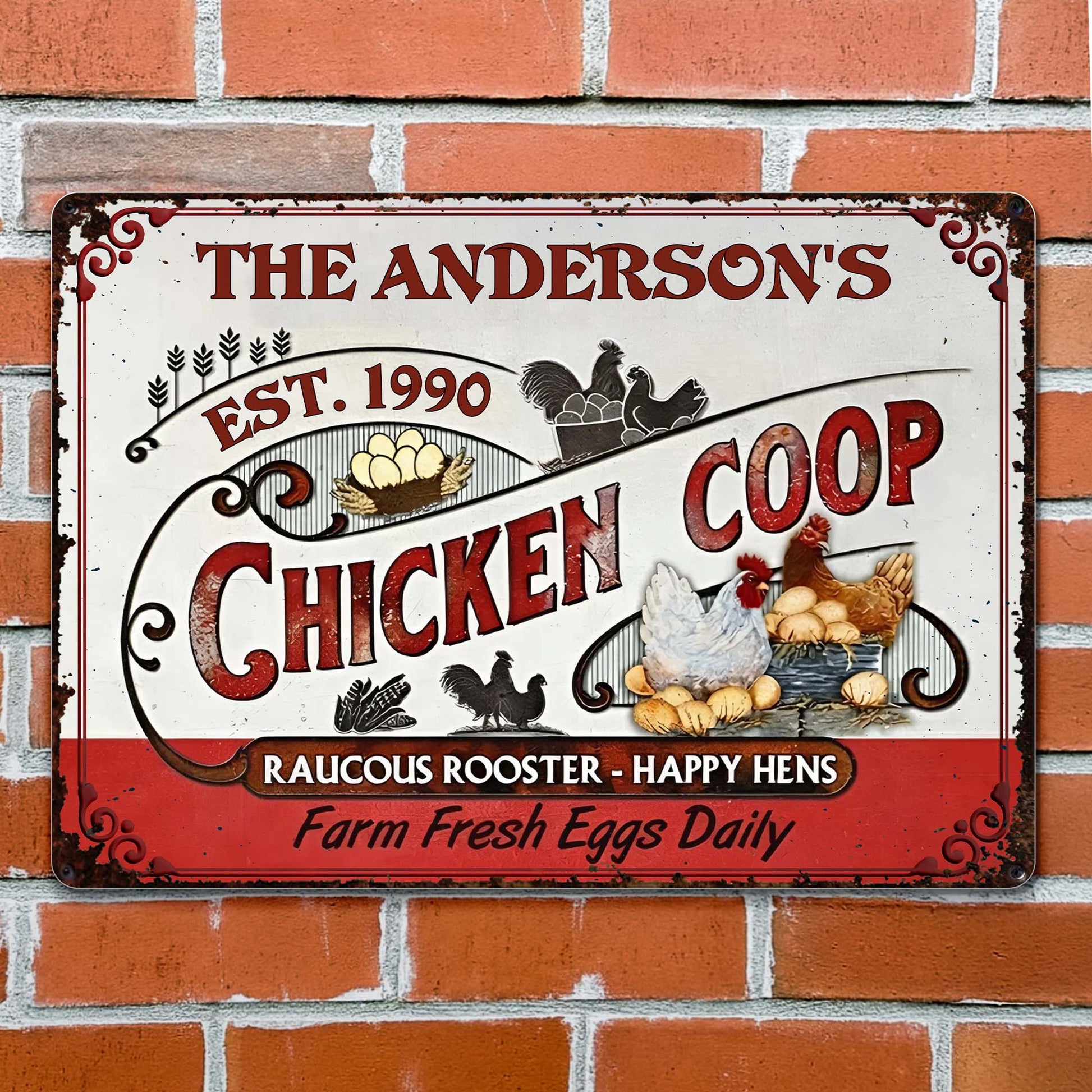 Raucous Rooster And Happy Hens, Fresh Eggs Daily