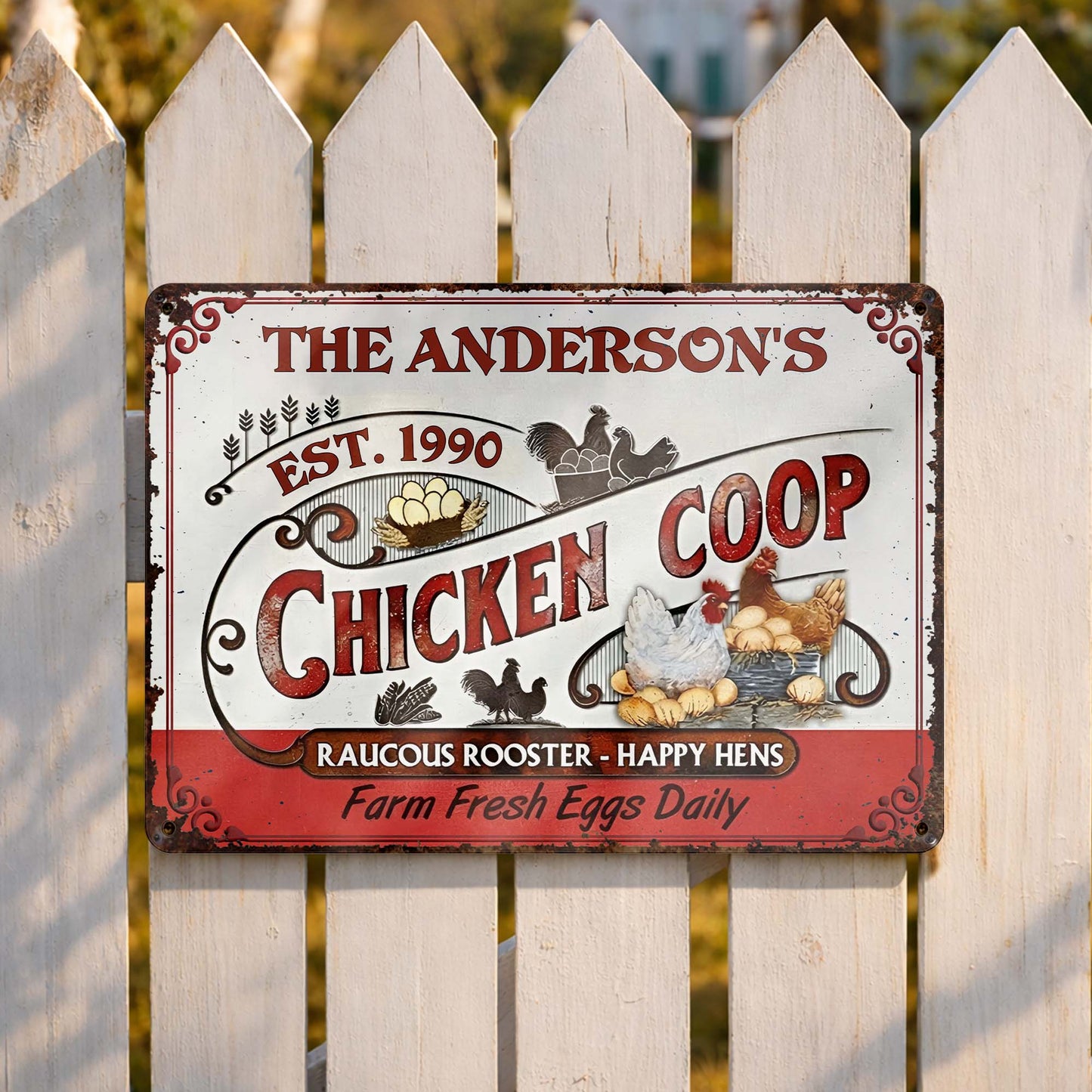 Raucous Rooster And Happy Hens, Fresh Eggs Daily