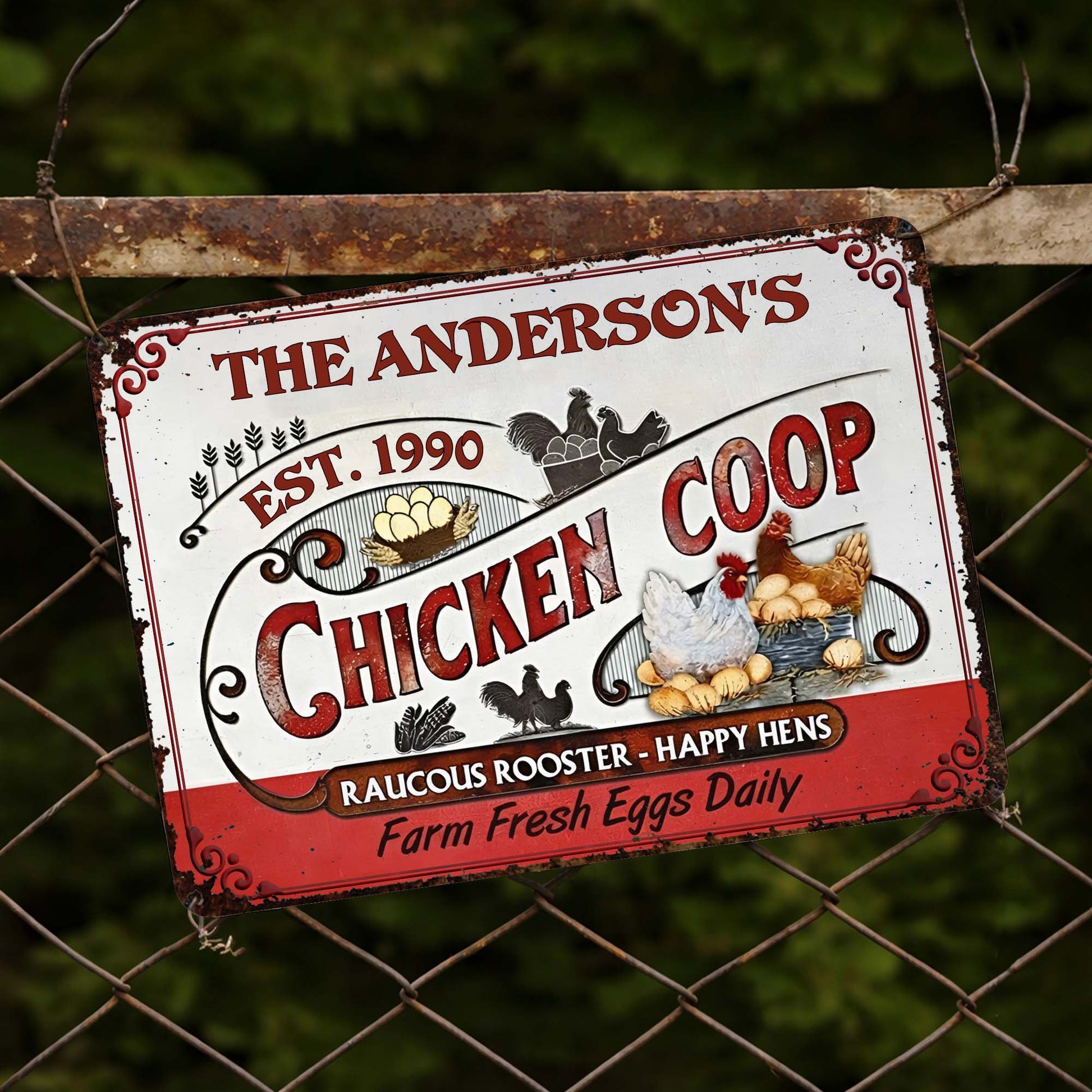 Raucous Rooster And Happy Hens, Fresh Eggs Daily