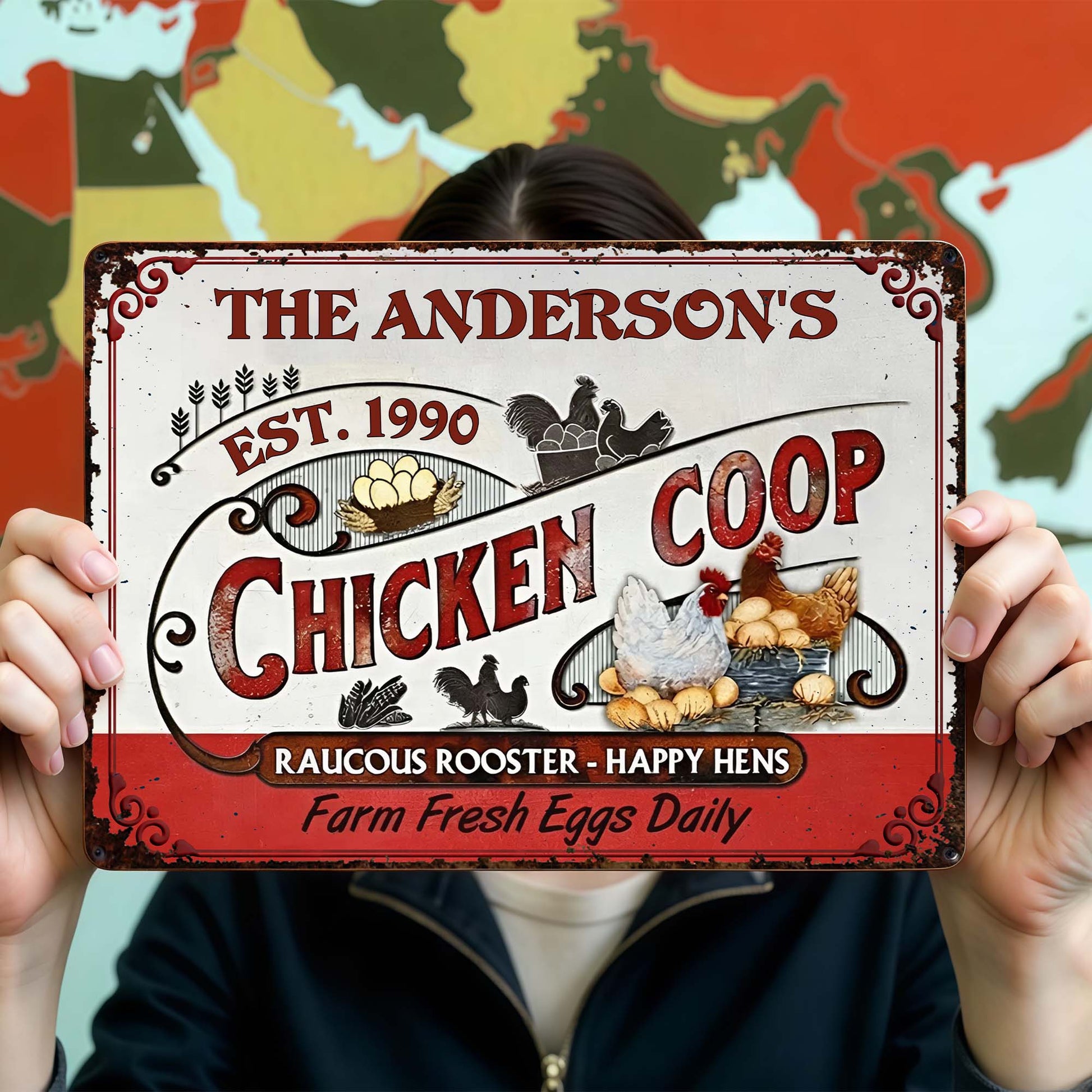 Raucous Rooster And Happy Hens, Fresh Eggs Daily