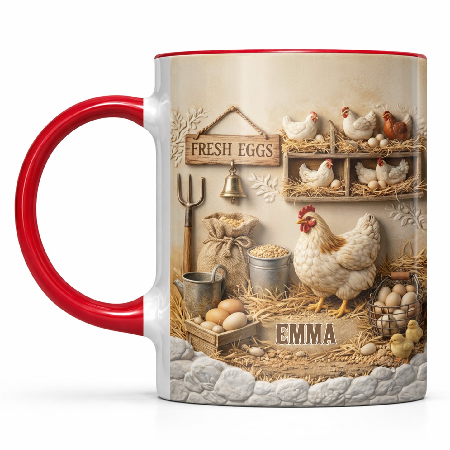 Fresh Eggs With Chickens, Eggs, And Farm Elements