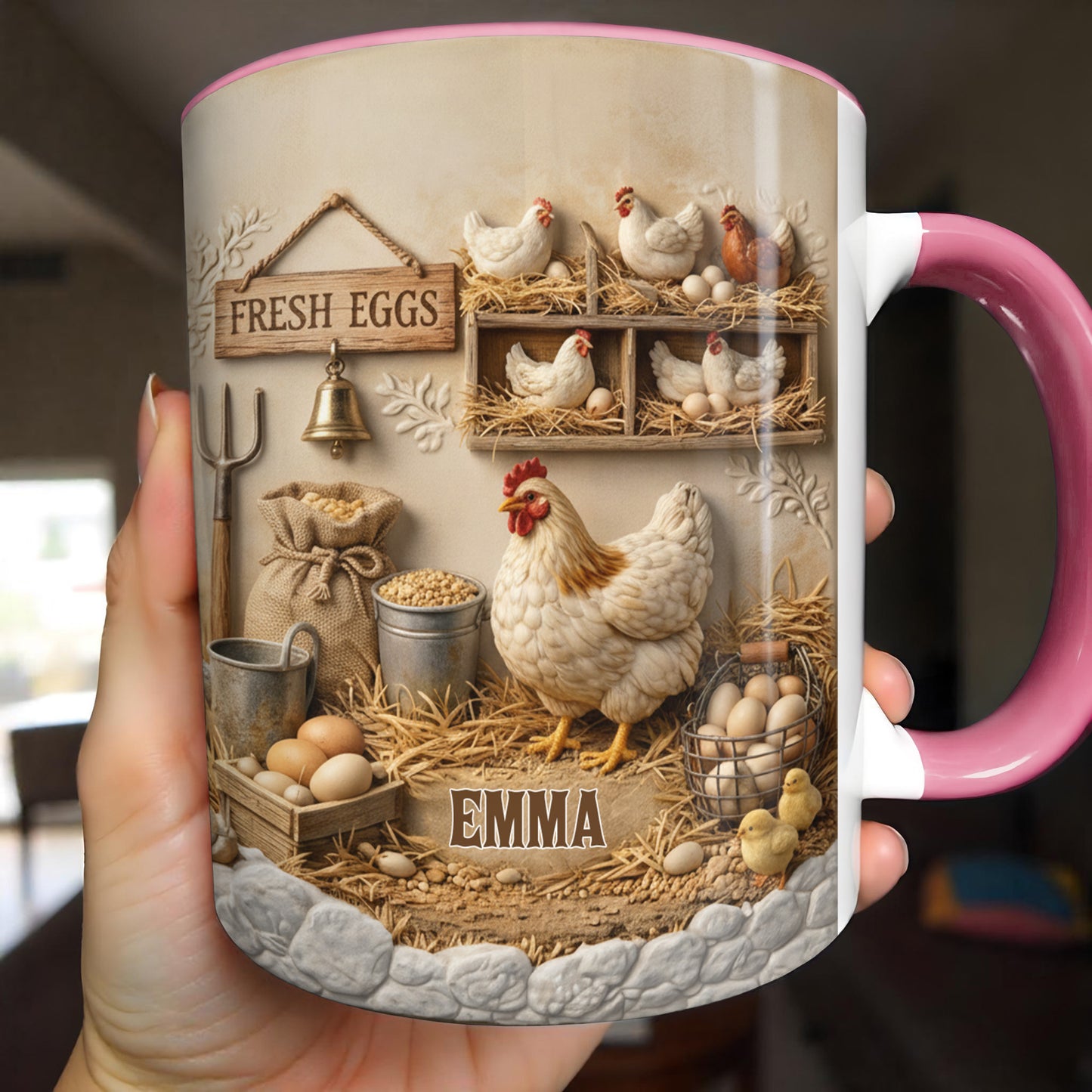 Fresh Eggs With Chickens, Eggs, And Farm Elements