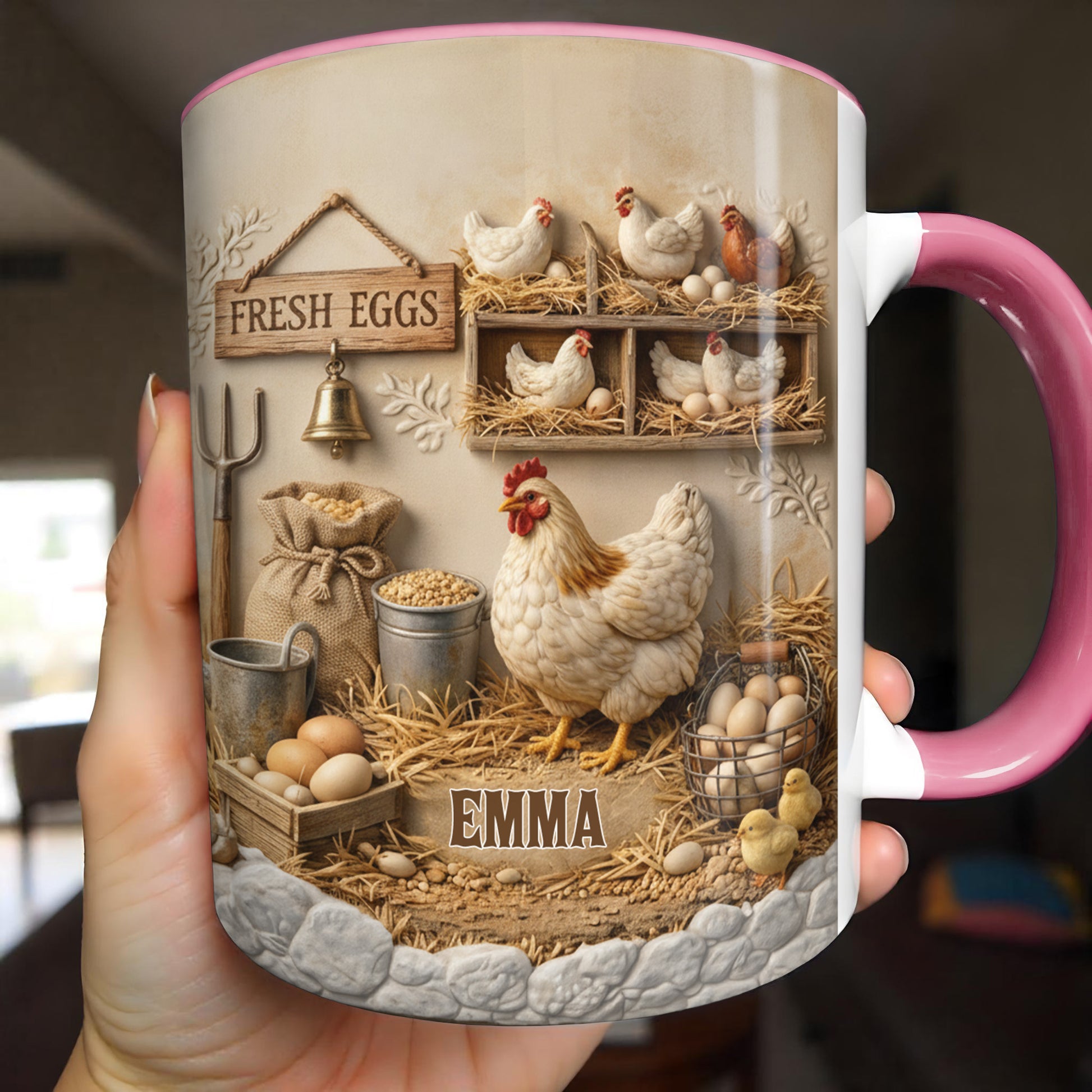 Fresh Eggs With Chickens, Eggs, And Farm Elements