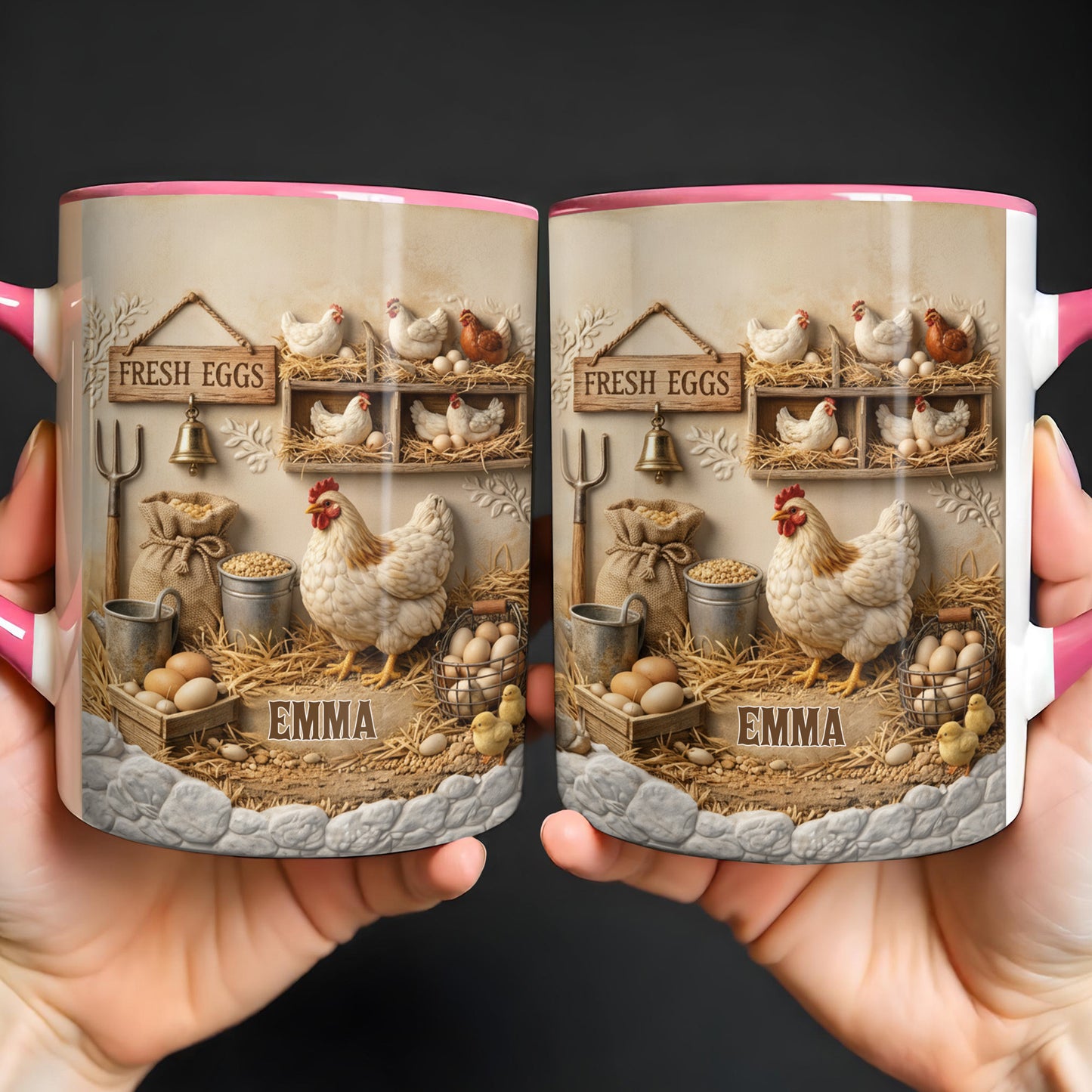 Fresh Eggs With Chickens, Eggs, And Farm Elements