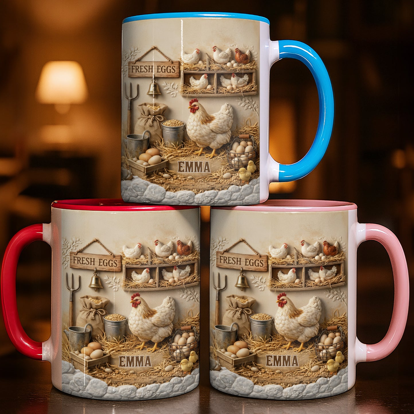 Fresh Eggs With Chickens, Eggs, And Farm Elements