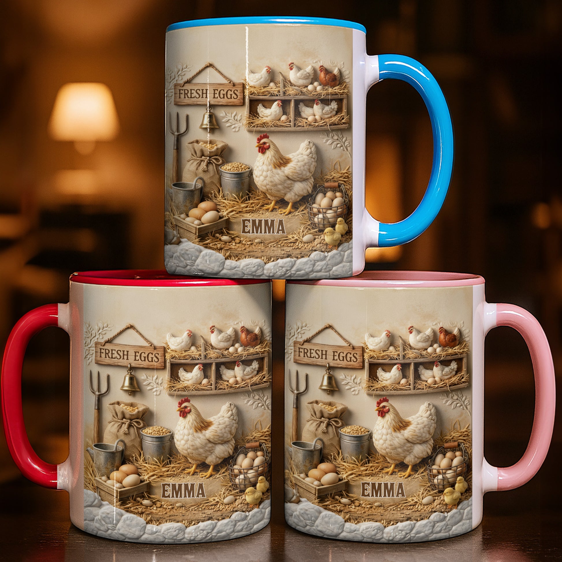 Fresh Eggs With Chickens, Eggs, And Farm Elements