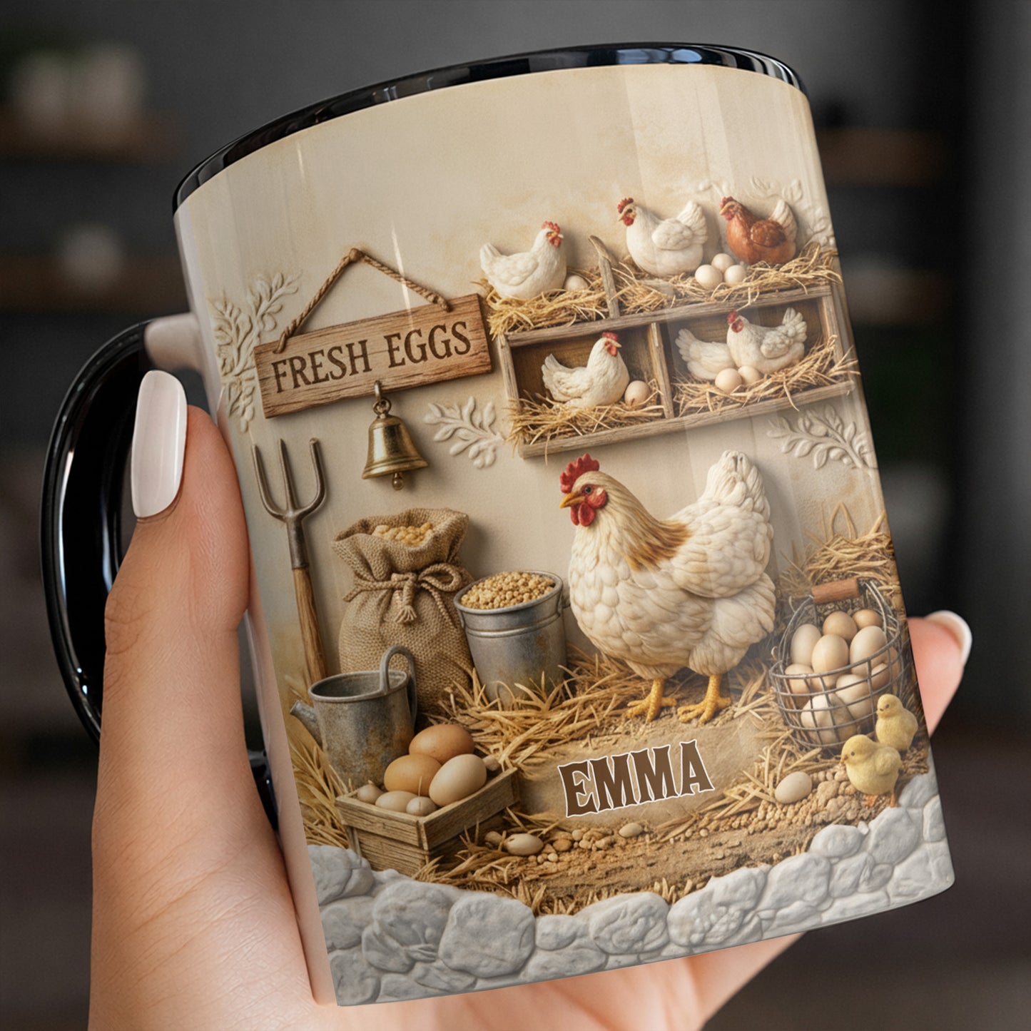 Fresh Eggs With Chickens, Eggs, And Farm Elements