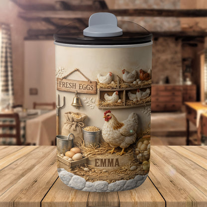 Fresh Eggs With Chickens And Farm Elements