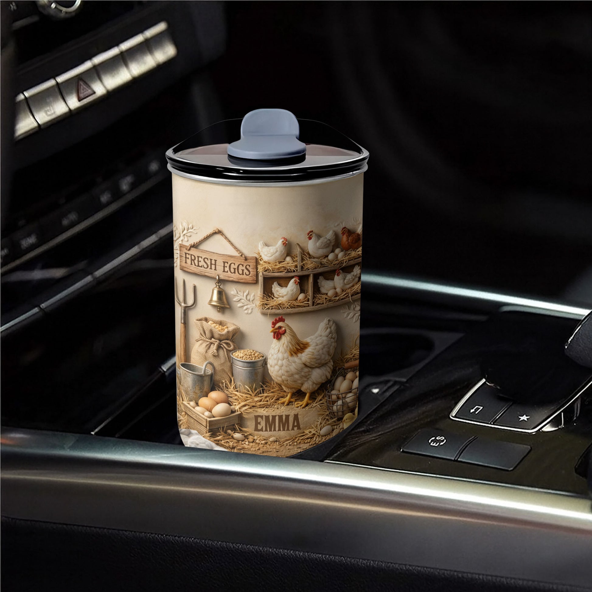 Fresh Eggs With Chickens And Farm Elements