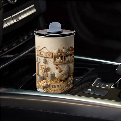 Fresh Eggs With Chickens And Farm Elements