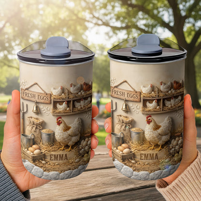 Fresh Eggs With Chickens And Farm Elements