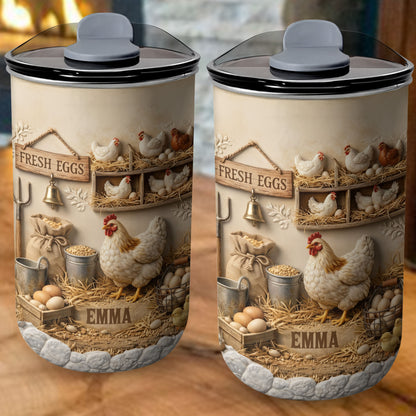 Fresh Eggs With Chickens And Farm Elements