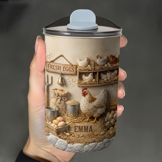 Fresh Eggs With Chickens And Farm Elements