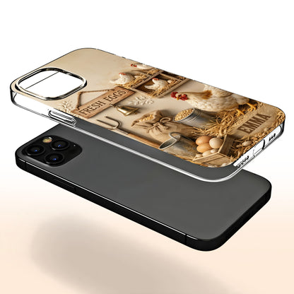 Fresh Eggs With Chickens And Farm Tools Design - Personalized Clear Phone Case - FARM020_PHC