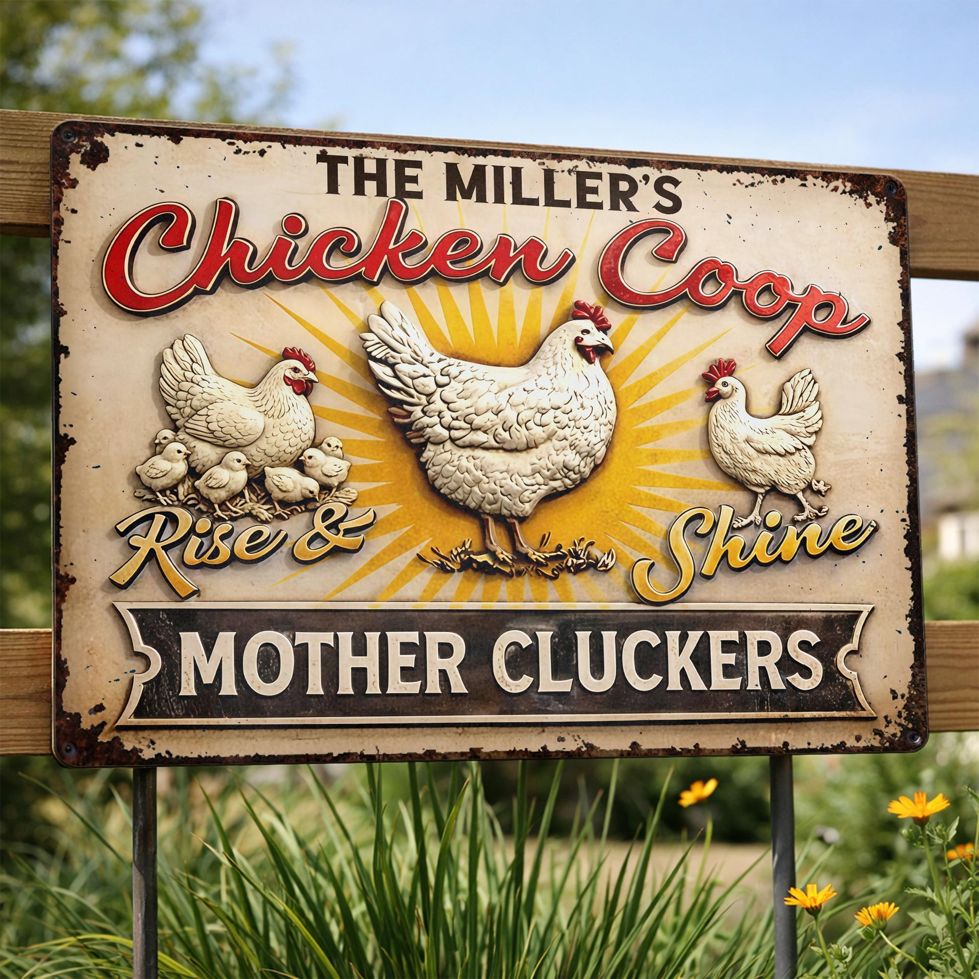 Rise & Shine Mother Cluckers With Chickens and Sun Rays