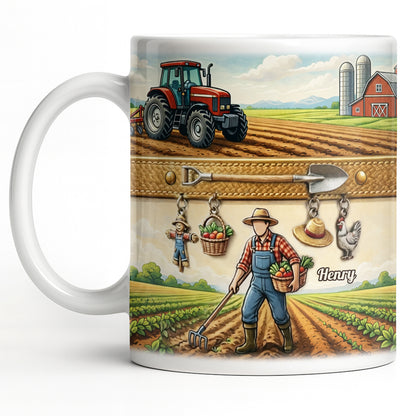 Idyllic Farm Scene With Tractor And Farmer