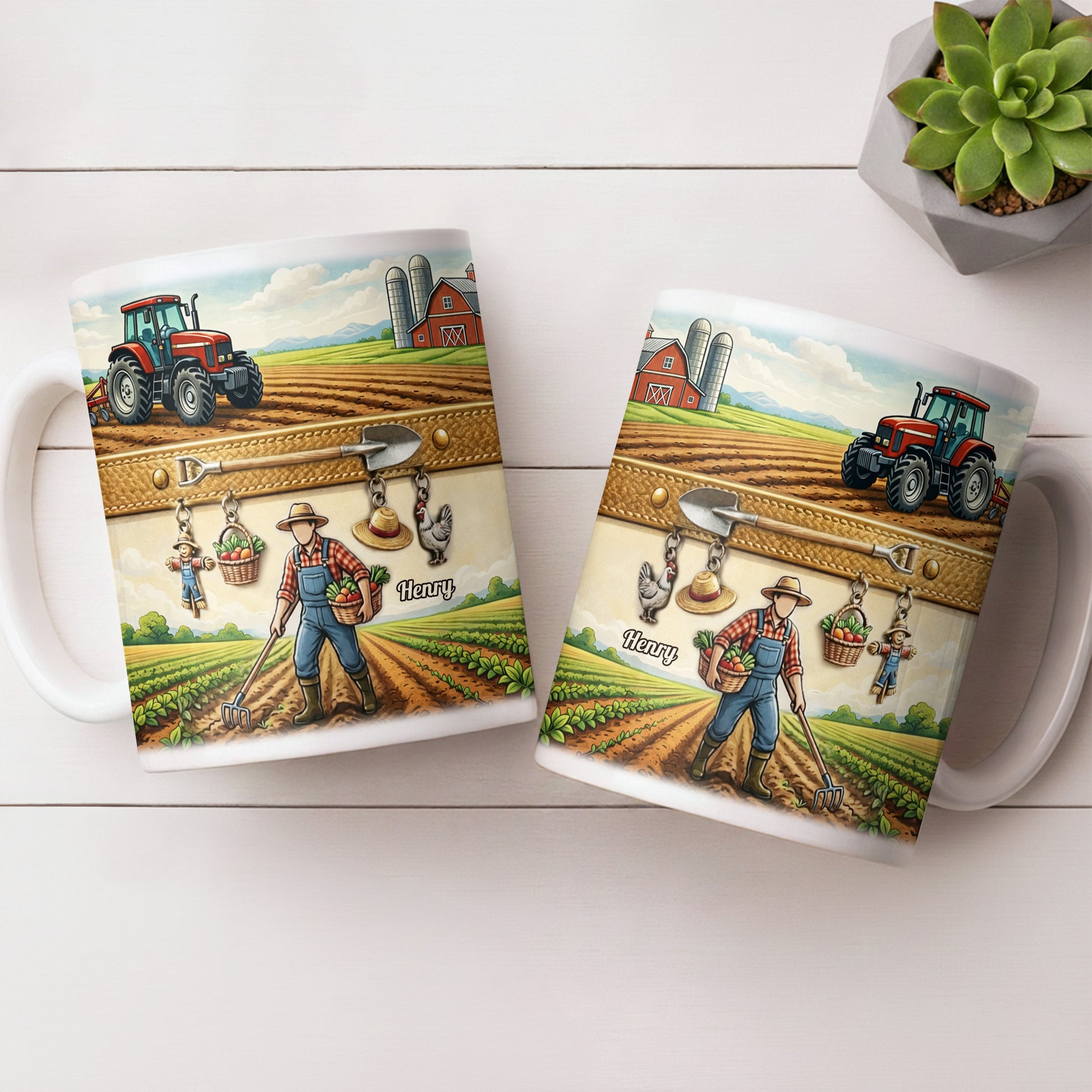 Idyllic Farm Scene With Tractor And Farmer