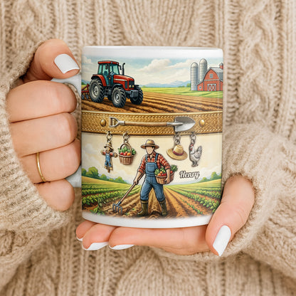 Idyllic Farm Scene With Tractor And Farmer