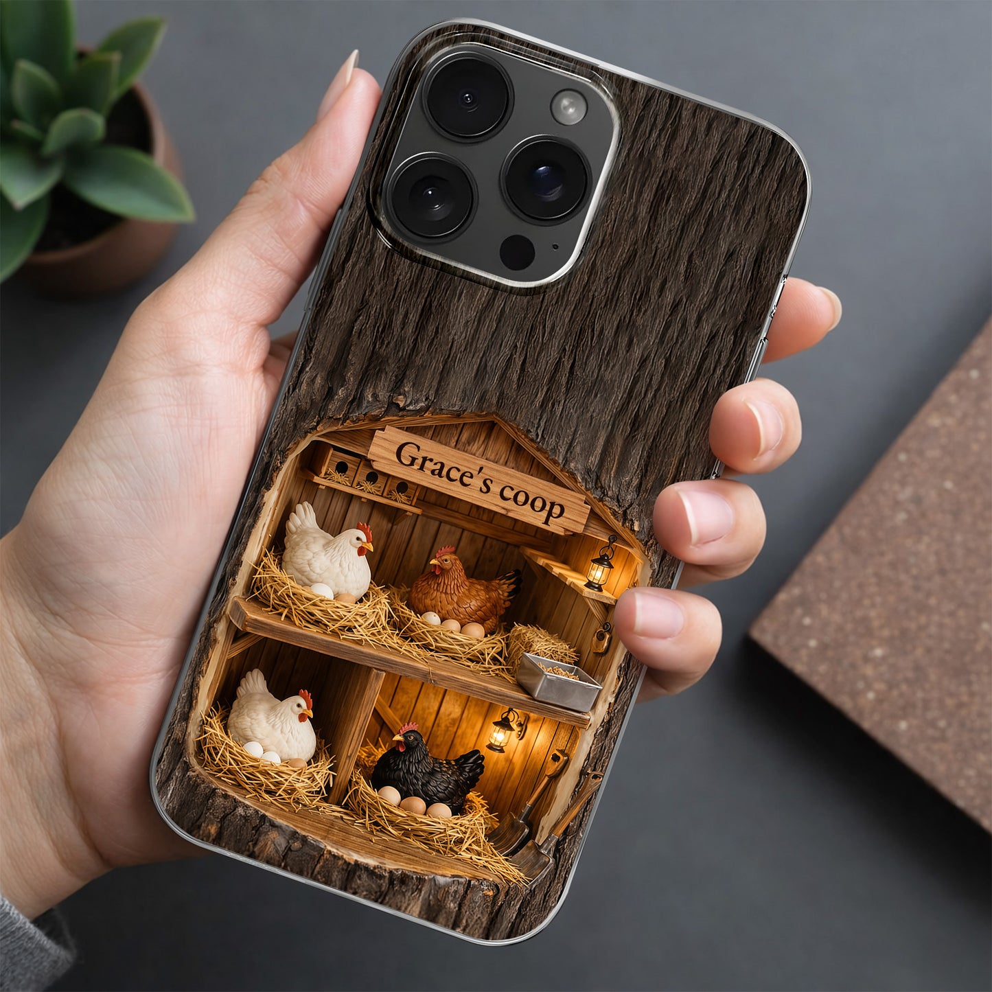 My Coop Personalized Wood Texture Chicken Nesting Design