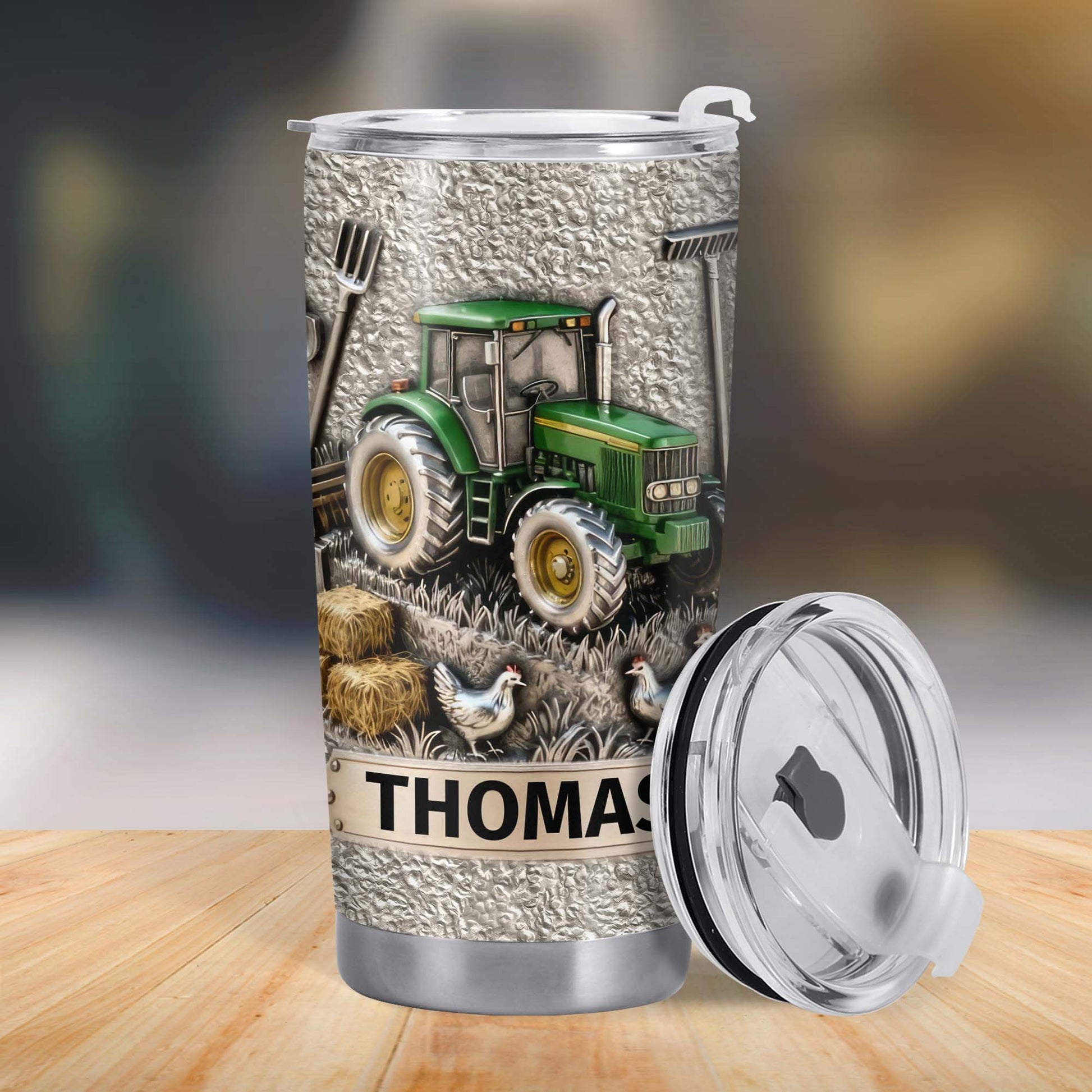 Customizable Farm-Themed Design With Tractor And Chickens