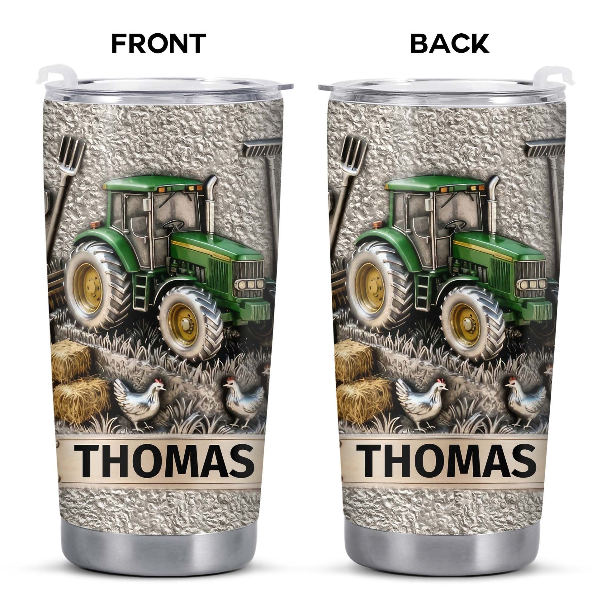 Customizable Farm-Themed Design With Tractor And Chickens